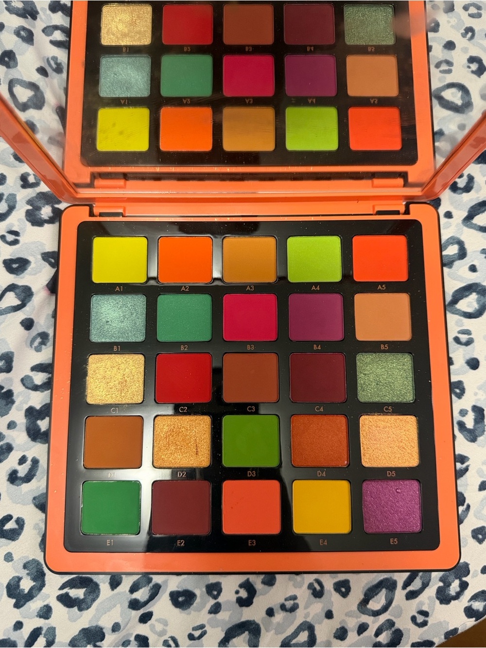 Vibrant Multi-Color Eyeshadow Palette - Bold Green, Orange & Gold Shades